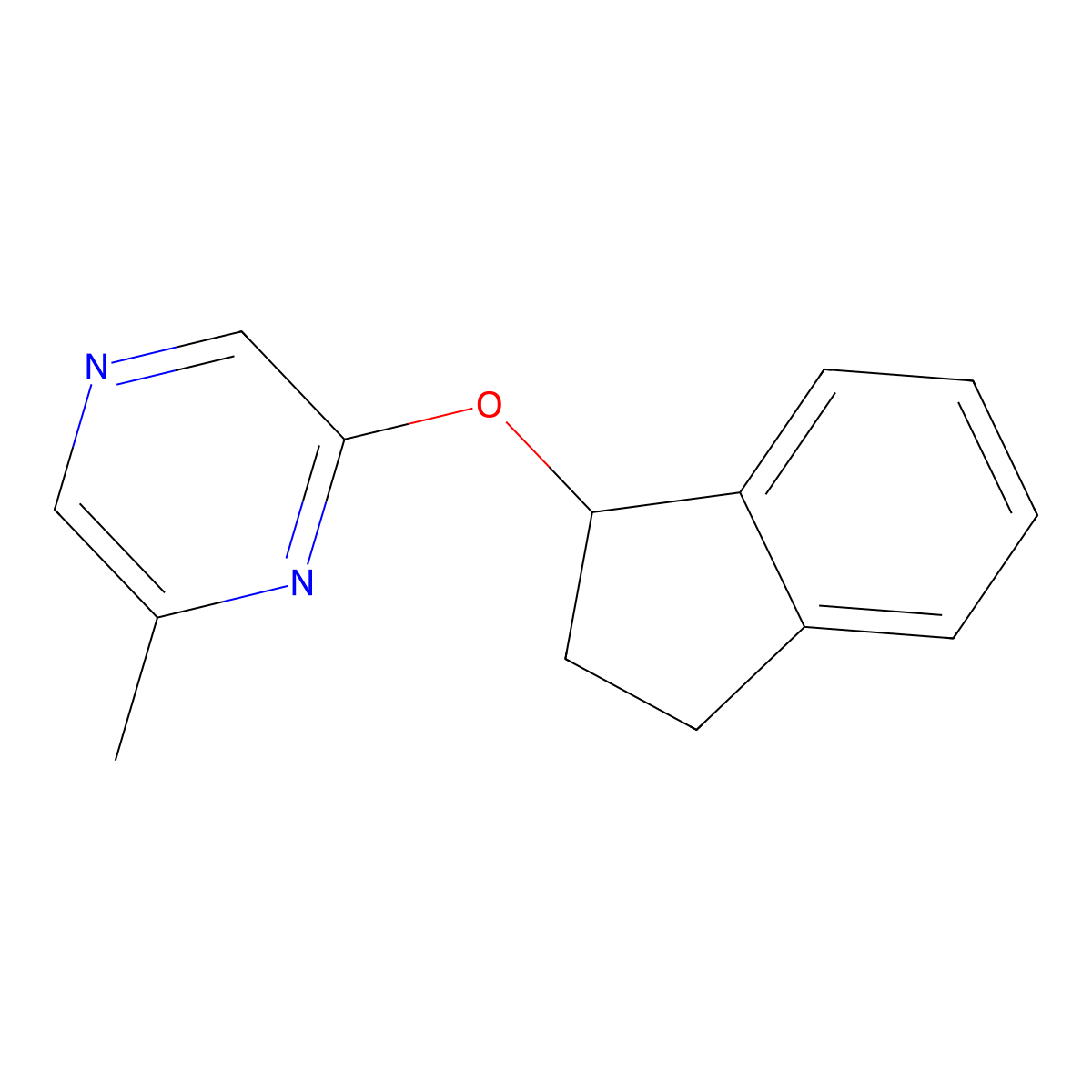 2-(2,3-dihydro-1H-inden-1-yloxy)-6-methylpyrazine molecular structure, CAS 2191212-92-5