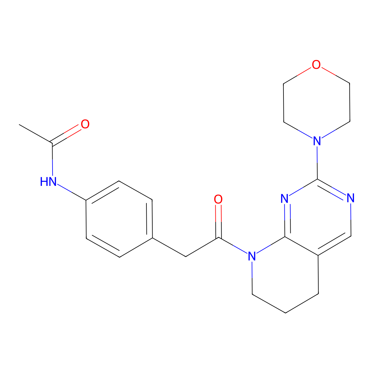 N-(4-{2-[2-(morpholin-4-yl)-5H,6H,7H,8H-pyrido[2,3-d]pyrimidin-8-yl]-2-oxoethyl}phenyl)acetamide molecular structure, CAS 2191213-06-4
