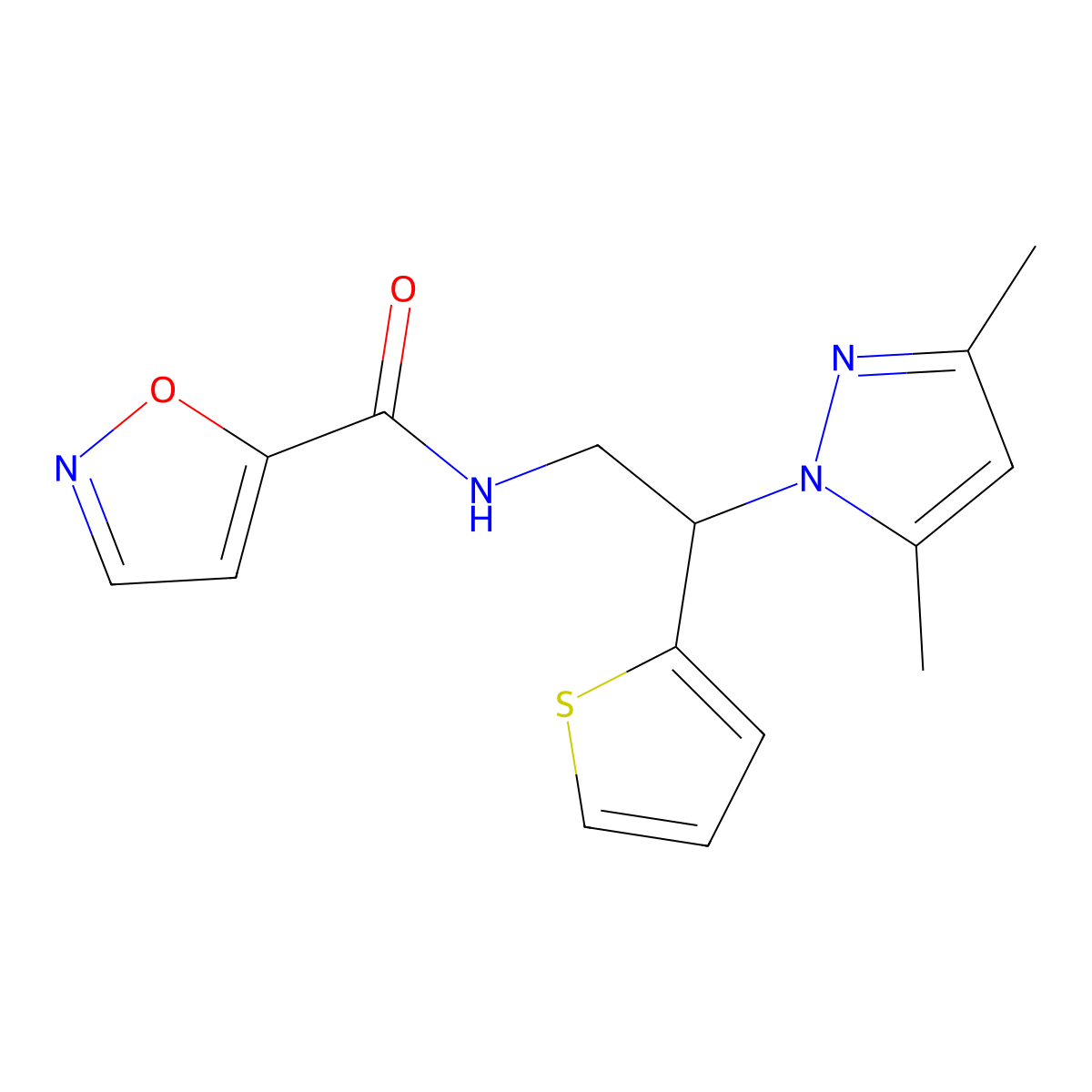 N-(2-(3,5-dimethyl-1H-pyrazol-1-yl)-2-(thiophen-2-yl)ethyl)isoxazole-5-carboxamide molecular structure, CAS 2191213-15-5