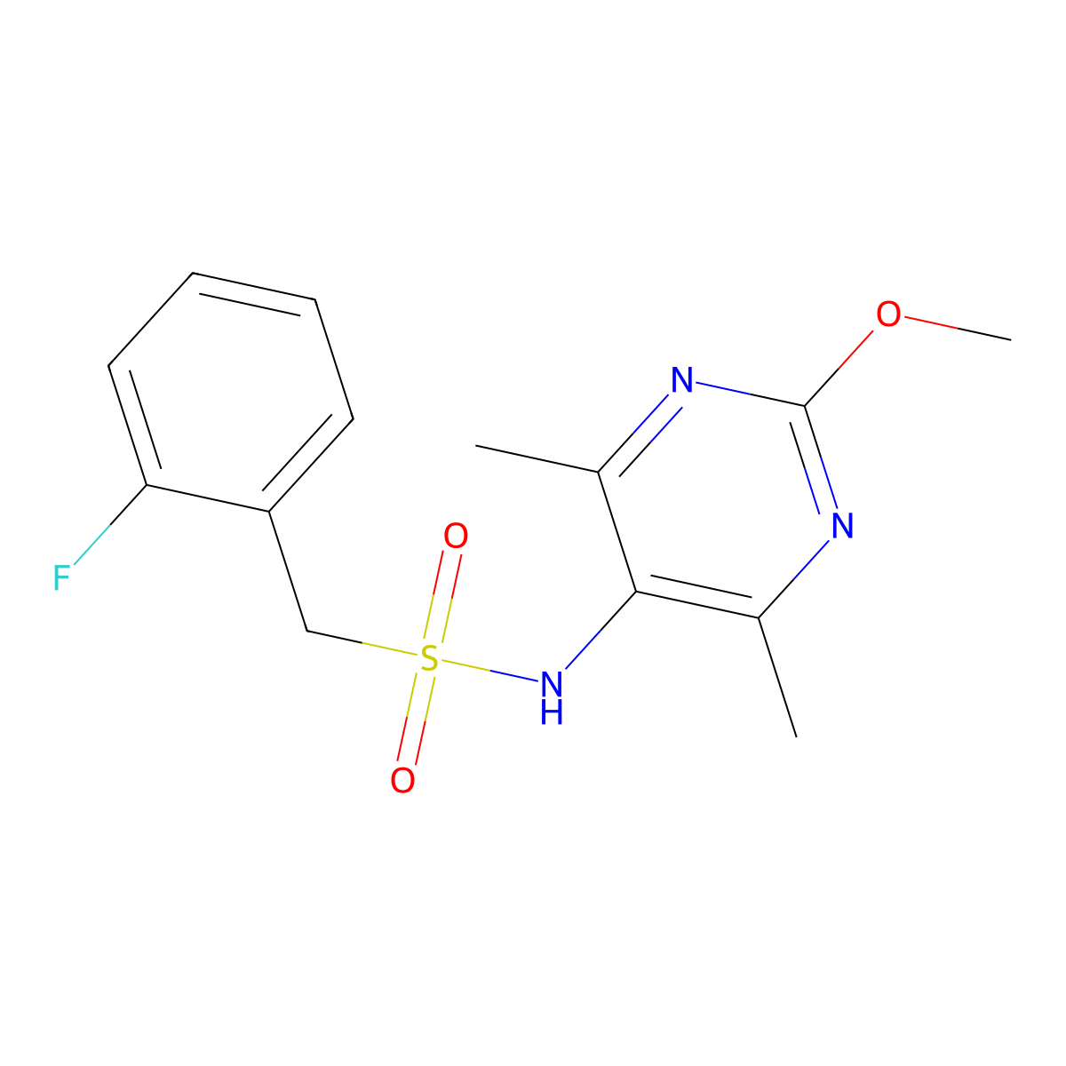 1-(2-fluorophenyl)-N-(2-methoxy-4,6-dimethylpyrimidin-5-yl)methanesulfonamide molecular structure, CAS 2191213-17-7
