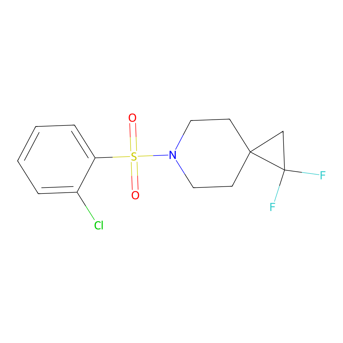 6-((2-Chlorophenyl)sulfonyl)-1,1-difluoro-6-azaspiro[2.5]octane molecular structure, CAS 2191213-32-6