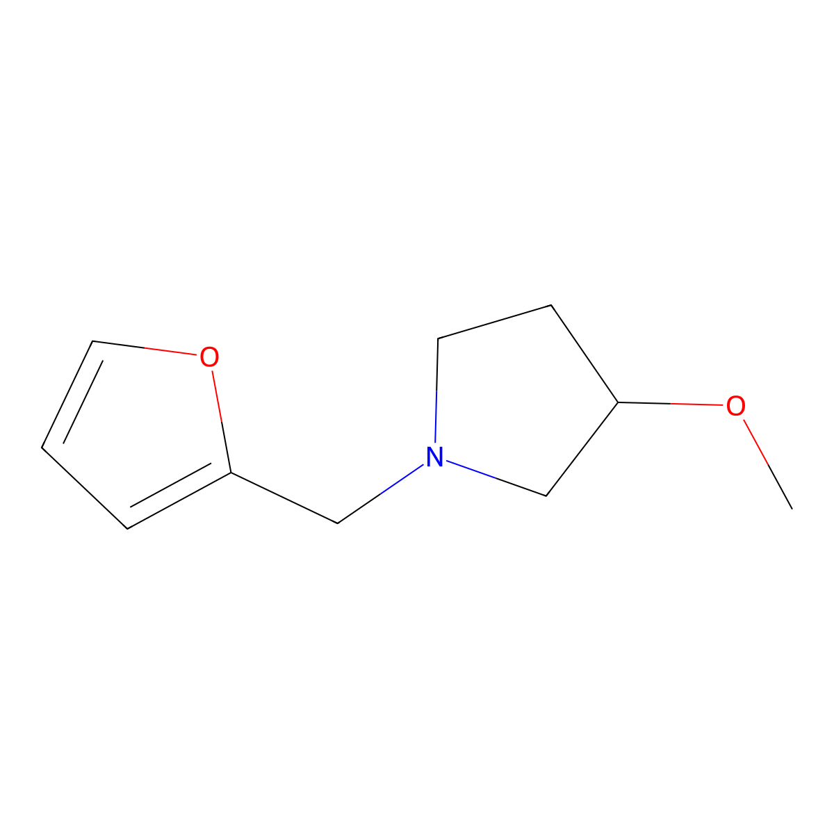 1-[(Furan-2-yl)methyl]-3-methoxypyrrolidine molecular structure, CAS 2191213-35-9