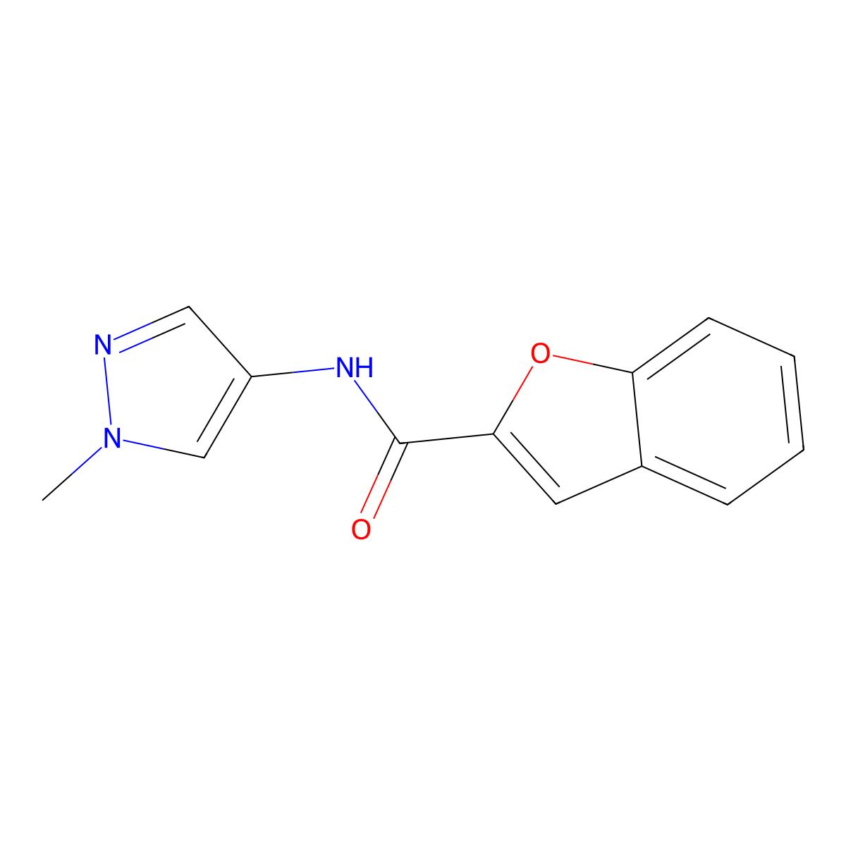 N-(1-methyl-1H-pyrazol-4-yl)-1-benzofuran-2-carboxamide molecular structure, CAS 2191213-37-1
