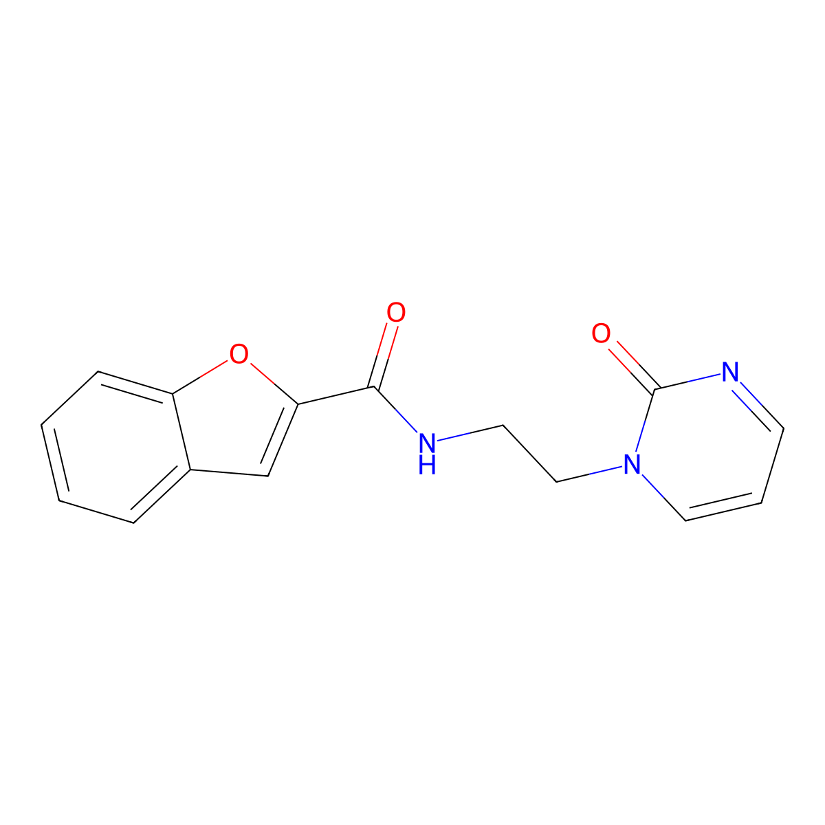 N-[2-(2-oxo-1,2-dihydropyrimidin-1-yl)ethyl]-1-benzofuran-2-carboxamide molecular structure, CAS 2191213-40-6