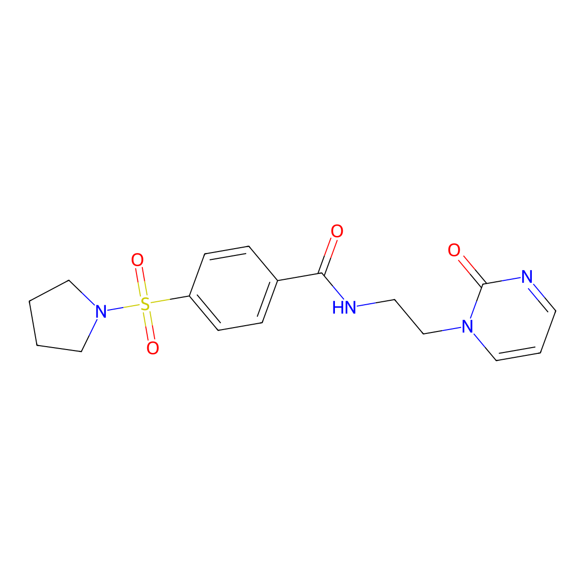 N-(2-(2-oxopyrimidin-1(2H)-yl)ethyl)-4-(pyrrolidin-1-ylsulfonyl)benzamide molecular structure, CAS 2191213-43-9
