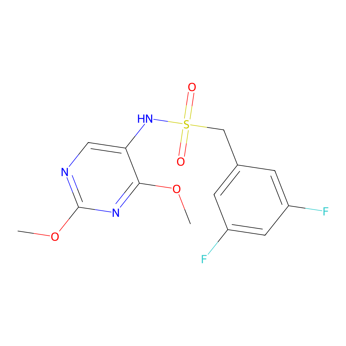 1-(3,5-difluorophenyl)-N-(2,4-dimethoxypyrimidin-5-yl)methanesulfonamide molecular structure, CAS 2191213-64-4