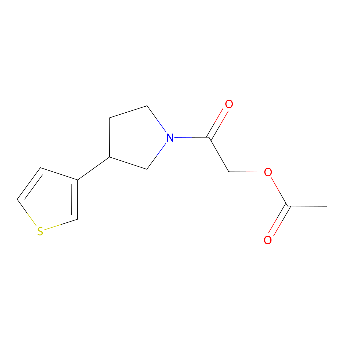 2-Oxo-2-(3-(thiophen-3-yl)pyrrolidin-1-yl)ethyl acetate molecular structure, CAS 2191213-79-1