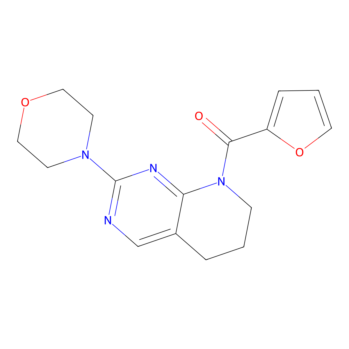4-[8-(furan-2-carbonyl)-5H,6H,7H,8H-pyrido[2,3-d]pyrimidin-2-yl]morpholine molecular structure, CAS 2191214-07-8
