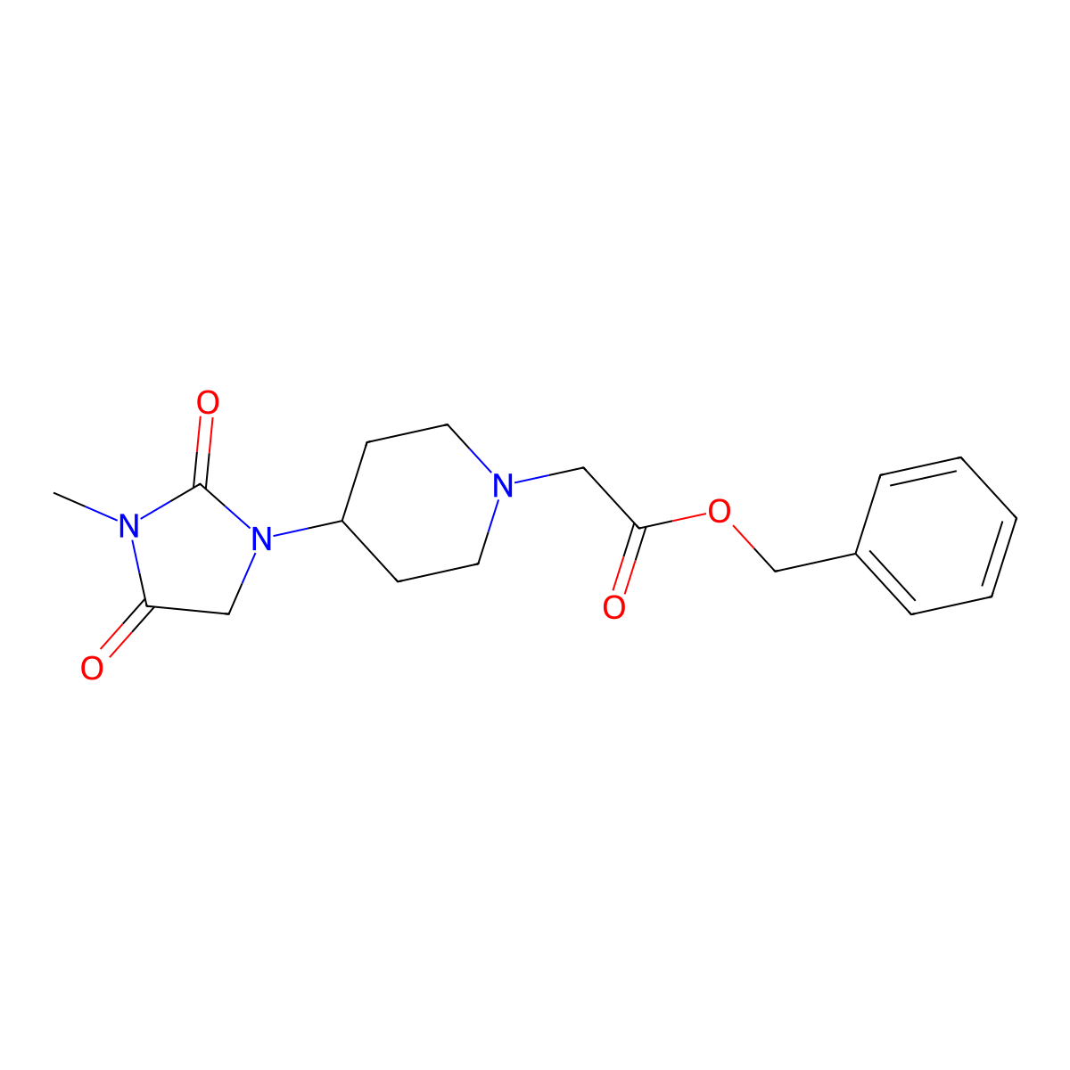 Benzyl 2-[4-(3-methyl-2,4-dioxoimidazolidin-1-yl)piperidin-1-yl]acetate molecular structure, CAS 2191214-18-1