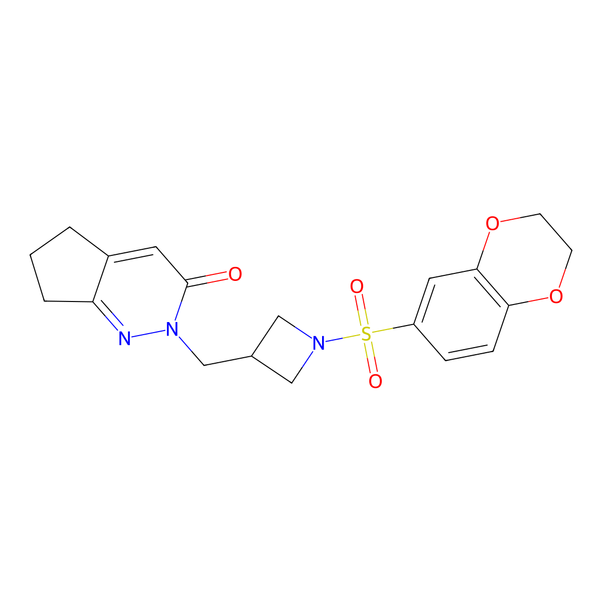 2-{[1-(2,3-dihydro-1,4-benzodioxine-6-sulfonyl)azetidin-3-yl]methyl}-2H,3H,5H,6H,7H-cyclopenta[c]pyridazin-3-one molecular structure, CAS 2191214-39-6