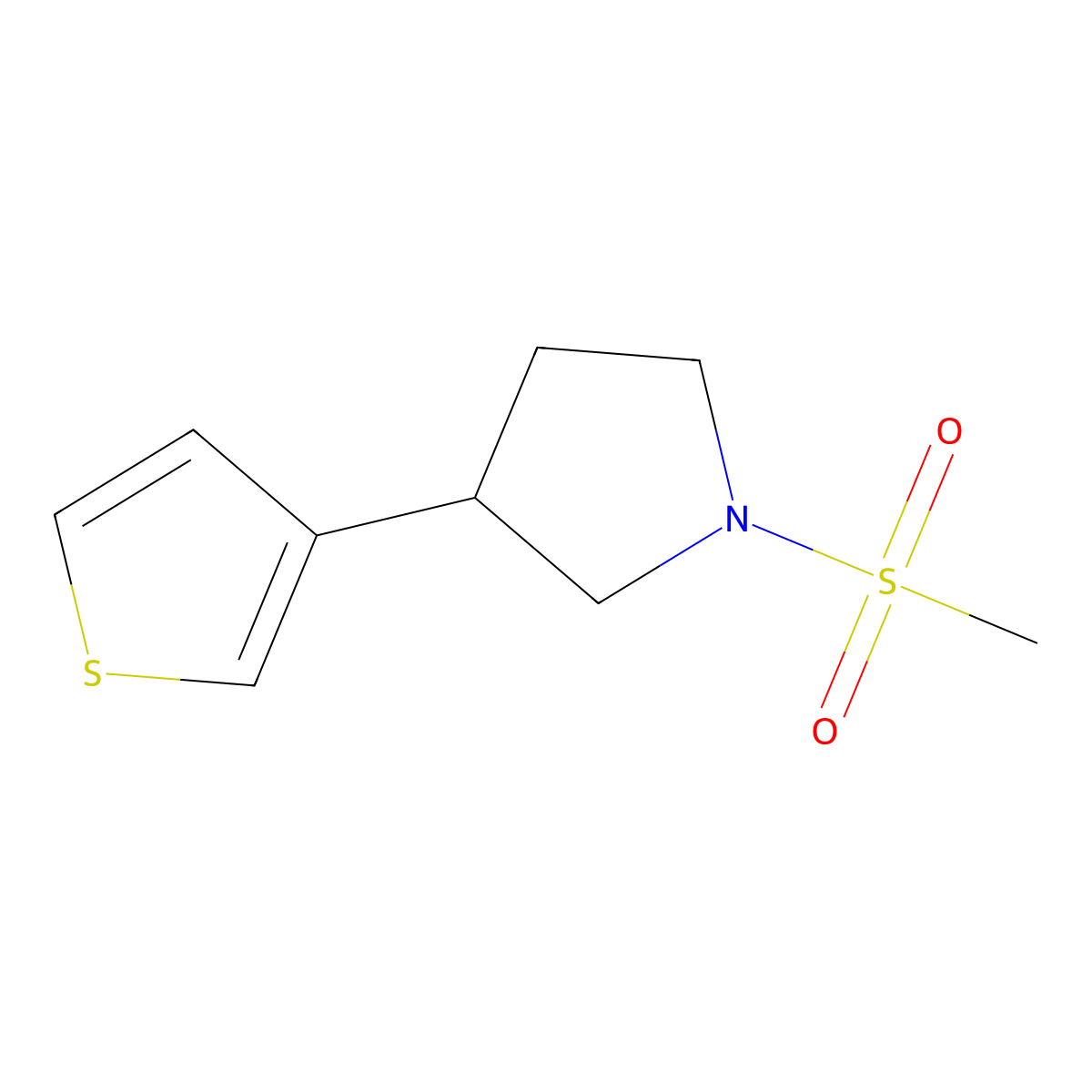 1-Methanesulfonyl-3-(thiophen-3-yl)pyrrolidine molecular structure, CAS 2191216-26-7