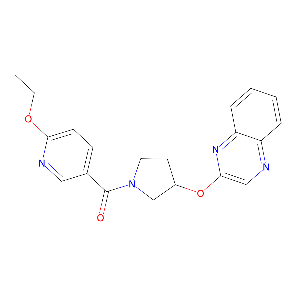 2-{[1-(6-Ethoxypyridine-3-carbonyl)pyrrolidin-3-yl]oxy}quinoxaline molecular structure, CAS 2191216-46-1