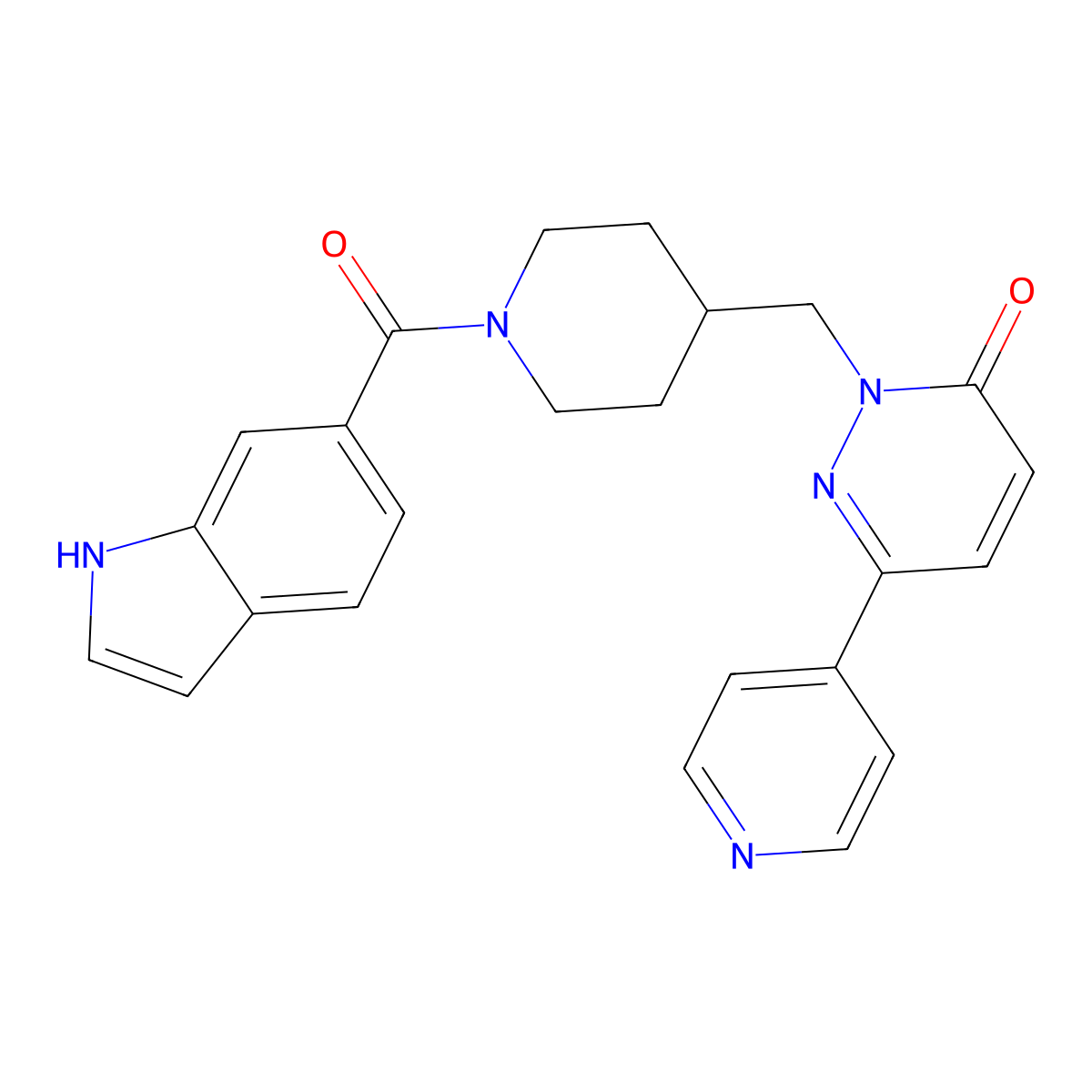 2-{[1-(1H-indole-6-carbonyl)piperidin-4-yl]methyl}-6-(pyridin-4-yl)-2,3-dihydropyridazin-3-one molecular structure, CAS 2191216-78-9