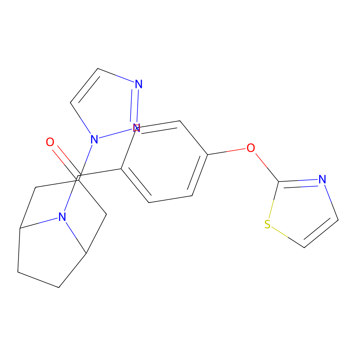 8-[4-(1,3-thiazol-2-yloxy)benzoyl]-3-(1H-1,2,3-triazol-1-yl)-8-azabicyclo[3.2.1]octane molecular structure, CAS 2191216-84-7