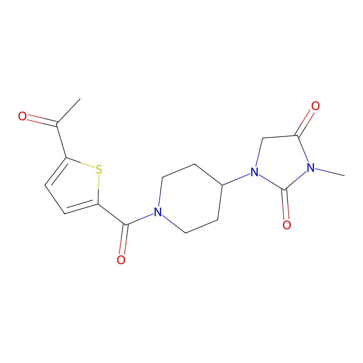 1-[1-(5-Acetylthiophene-2-carbonyl)piperidin-4-yl]-3-methylimidazolidine-2,4-dione molecular structure, CAS 2191216-88-1