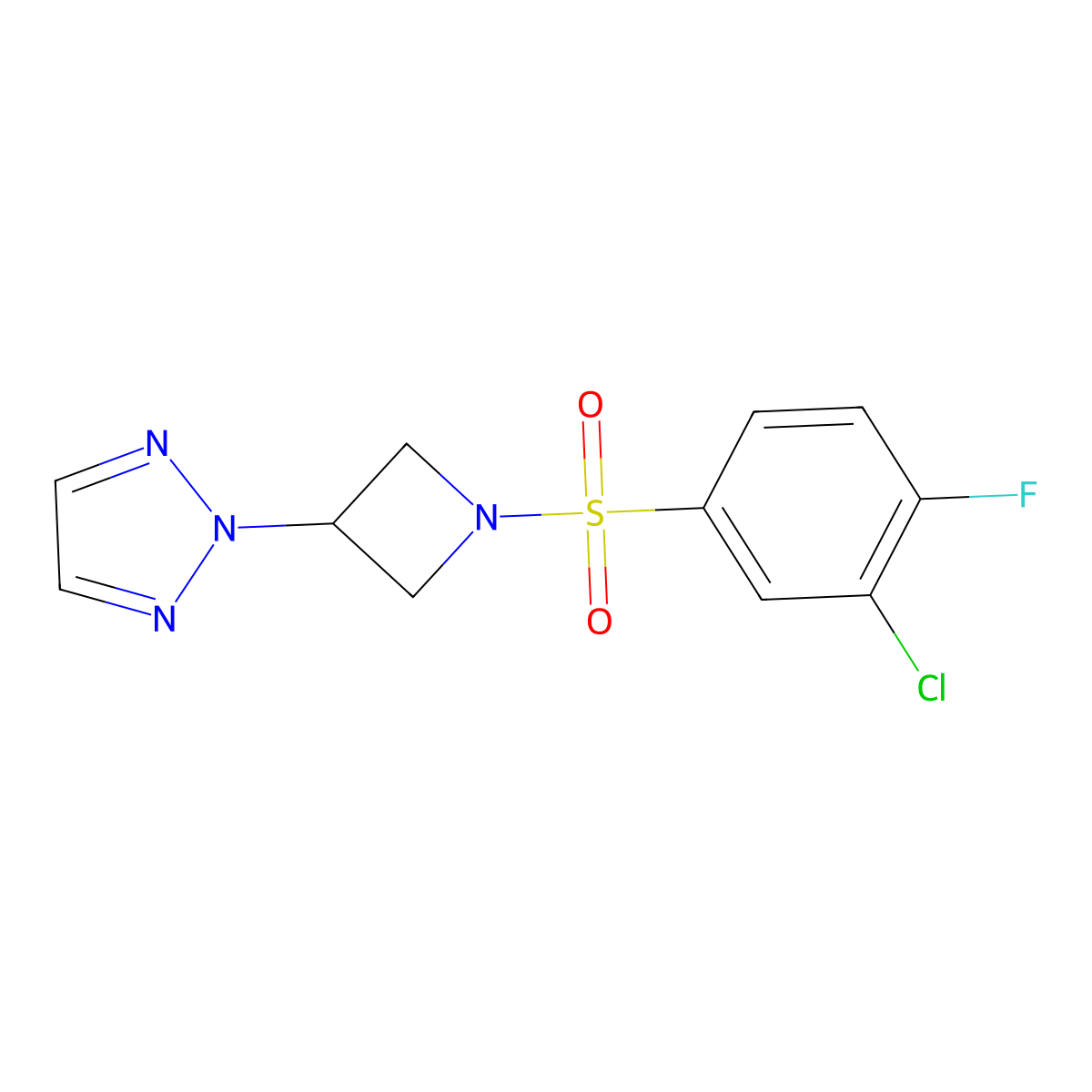 2-(1-((3-chloro-4-fluorophenyl)sulfonyl)azetidin-3-yl)-2H-1,2,3-triazole molecular structure, CAS 2191265-01-5