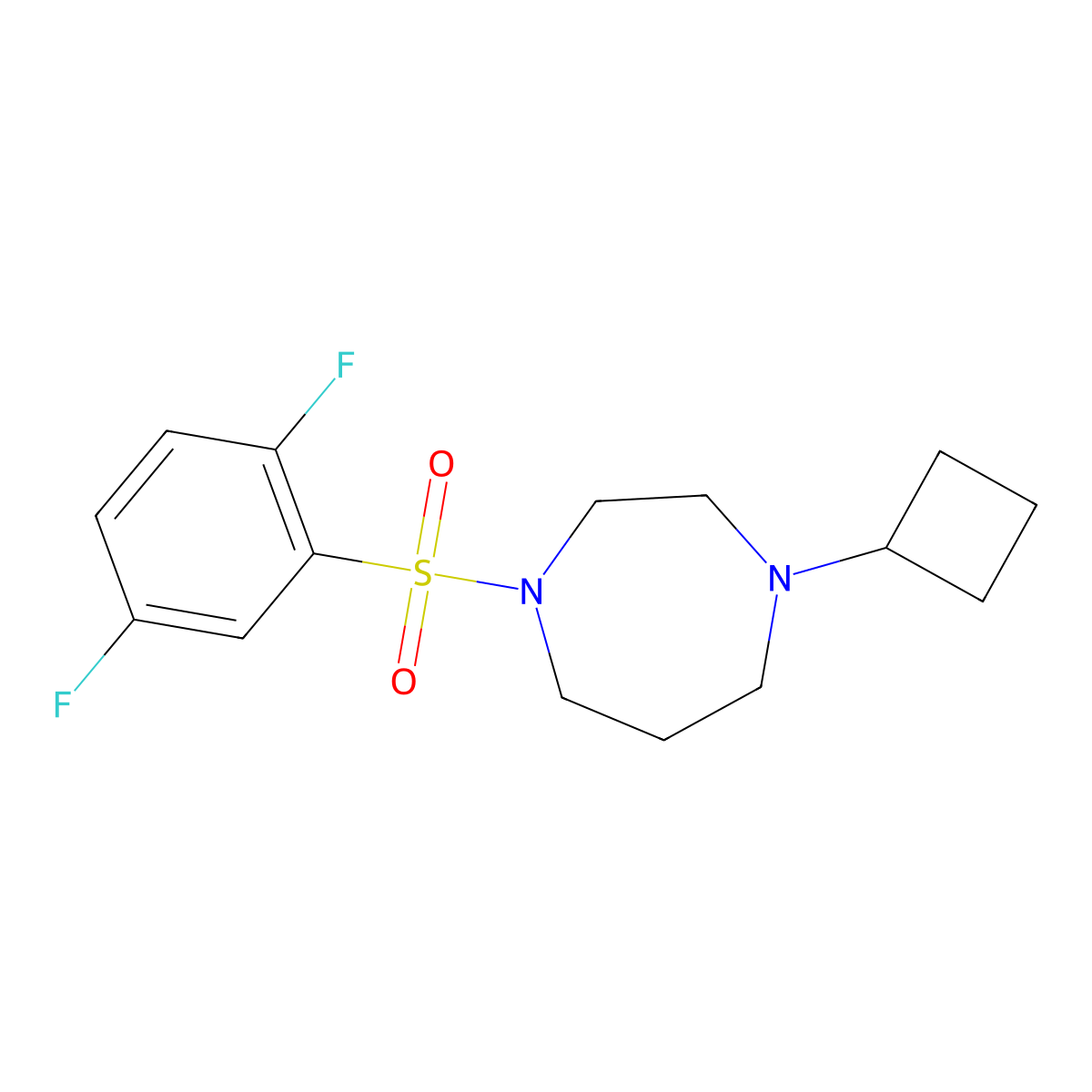 1-Cyclobutyl-4-((2,5-difluorophenyl)sulfonyl)-1,4-diazepane molecular structure, CAS 2191265-12-8