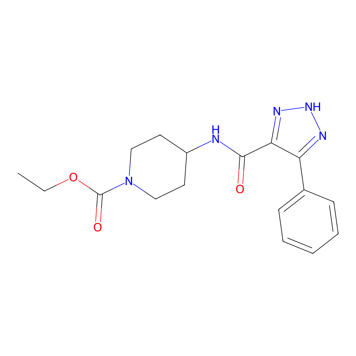 ethyl 4-(4-phenyl-1H-1,2,3-triazole-5-amido)piperidine-1-carboxylate molecular structure, CAS 2191265-19-5