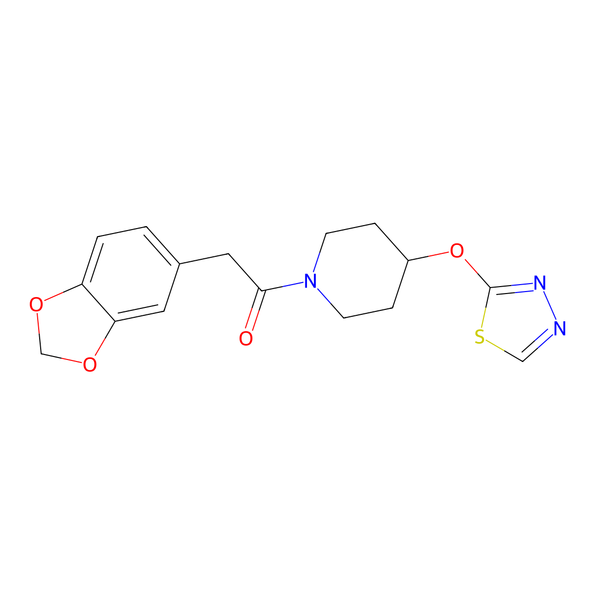 1-(4-((1,3,4-Thiadiazol-2-yl)oxy)piperidin-1-yl)-2-(benzo[d][1,3]dioxol-5-yl)ethan-1-one molecular structure, CAS 2191265-22-0