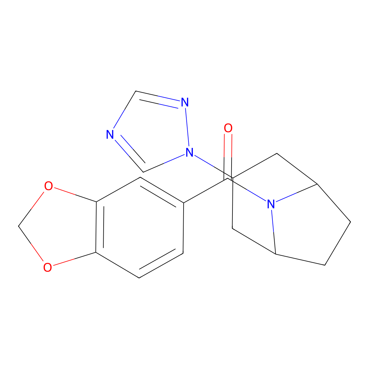 8-(2H-1,3-benzodioxole-5-carbonyl)-3-(1H-1,2,4-triazol-1-yl)-8-azabicyclo[3.2.1]octane molecular structure, CAS 2191265-25-3