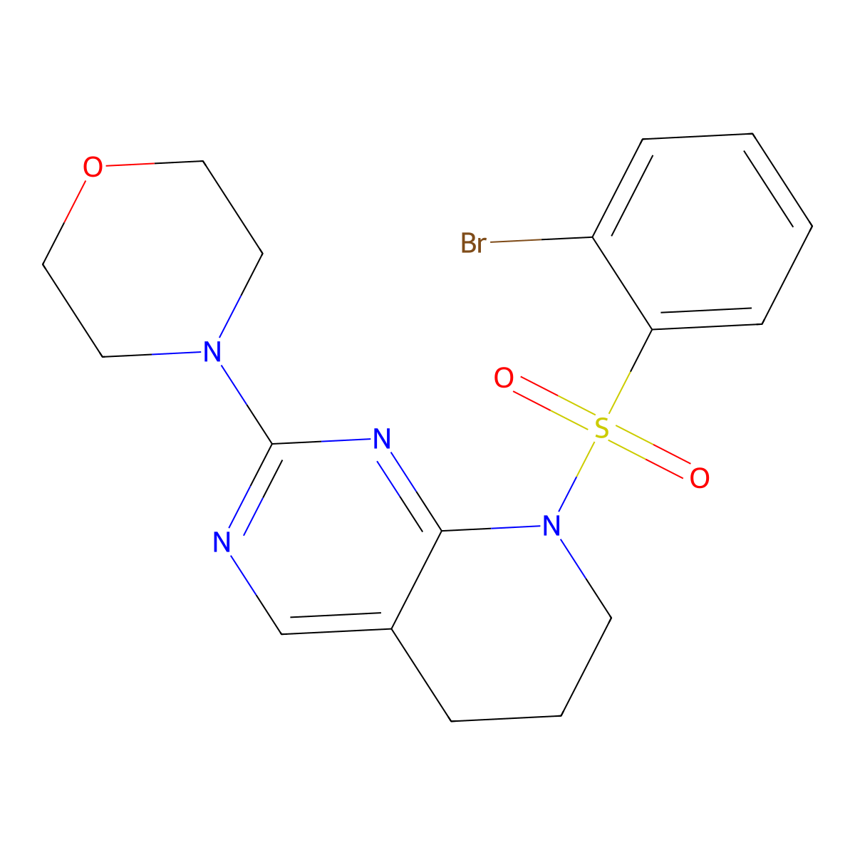 4-[8-(2-bromobenzenesulfonyl)-5H,6H,7H,8H-pyrido[2,3-d]pyrimidin-2-yl]morpholine molecular structure, CAS 2191265-29-7