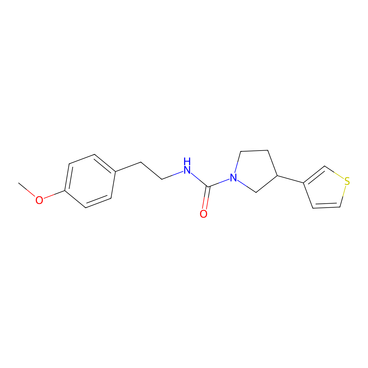 N-(4-methoxyphenethyl)-3-(thiophen-3-yl)pyrrolidine-1-carboxamide molecular structure, CAS 2191265-34-4