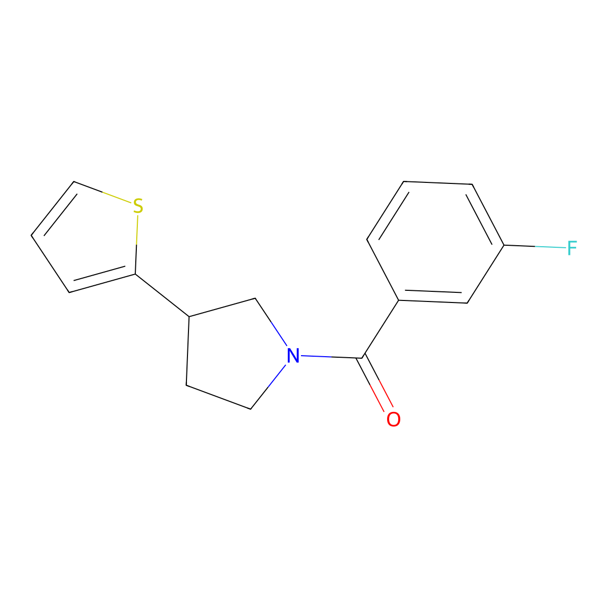 (3-Fluorophenyl)(3-(thiophen-2-yl)pyrrolidin-1-yl)methanone molecular structure, CAS 2191265-39-9