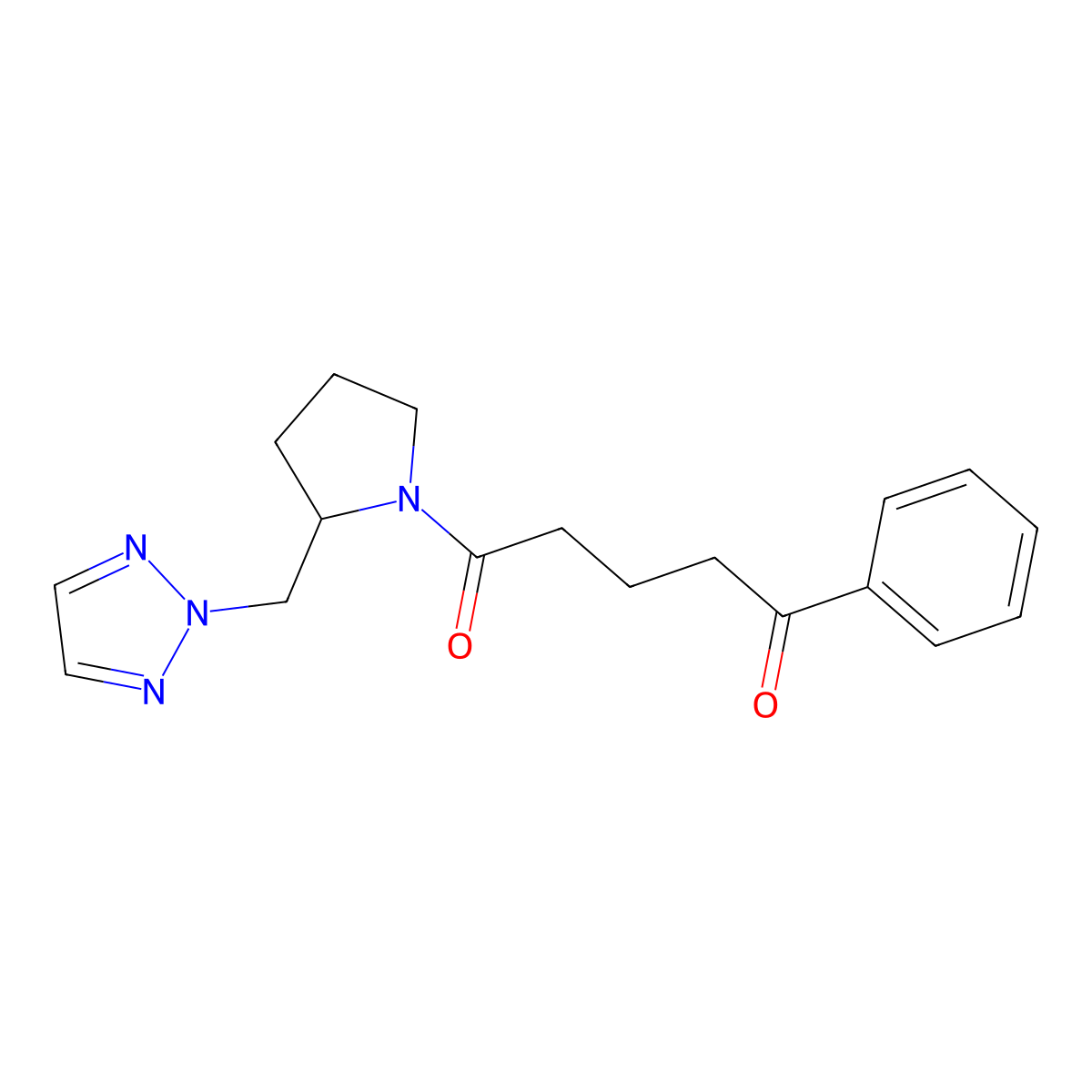 1-(2-((2H-1,2,3-triazol-2-yl)methyl)pyrrolidin-1-yl)-5-phenylpentane-1,5-dione molecular structure, CAS 2191265-42-4
