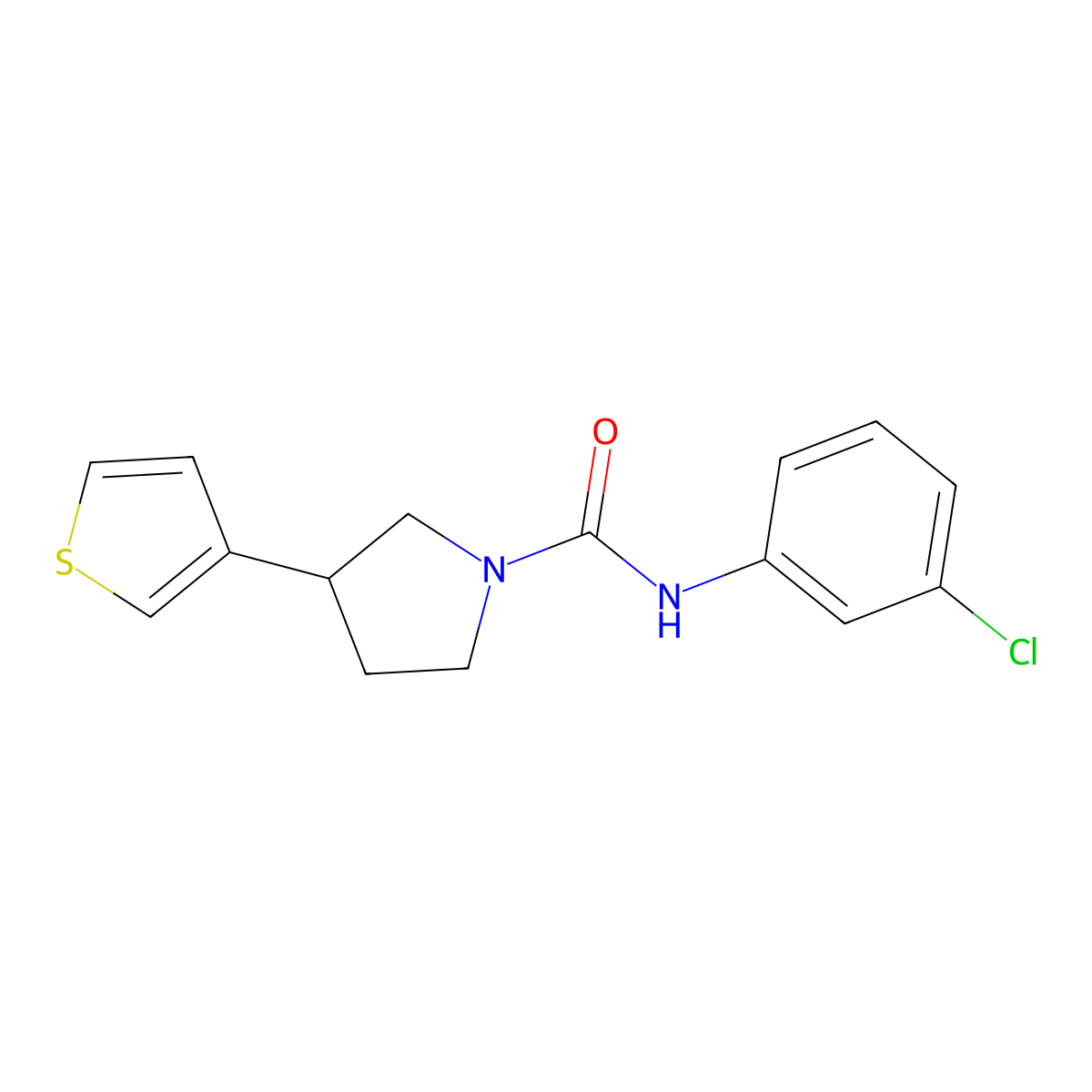 N-(3-chlorophenyl)-3-(thiophen-3-yl)pyrrolidine-1-carboxamide molecular structure, CAS 2191265-48-0