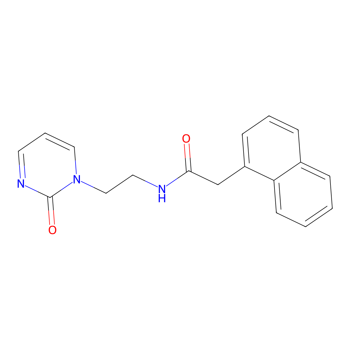 2-(naphthalen-1-yl)-N-(2-(2-oxopyrimidin-1(2H)-yl)ethyl)acetamide molecular structure, CAS 2191265-57-1