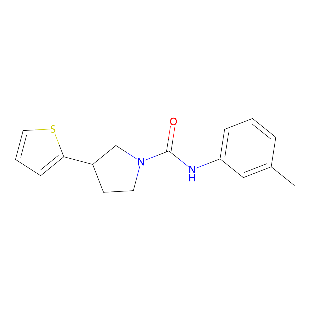 3-(thiophen-2-yl)-N-(m-tolyl)pyrrolidine-1-carboxamide molecular structure, CAS 2191265-74-2