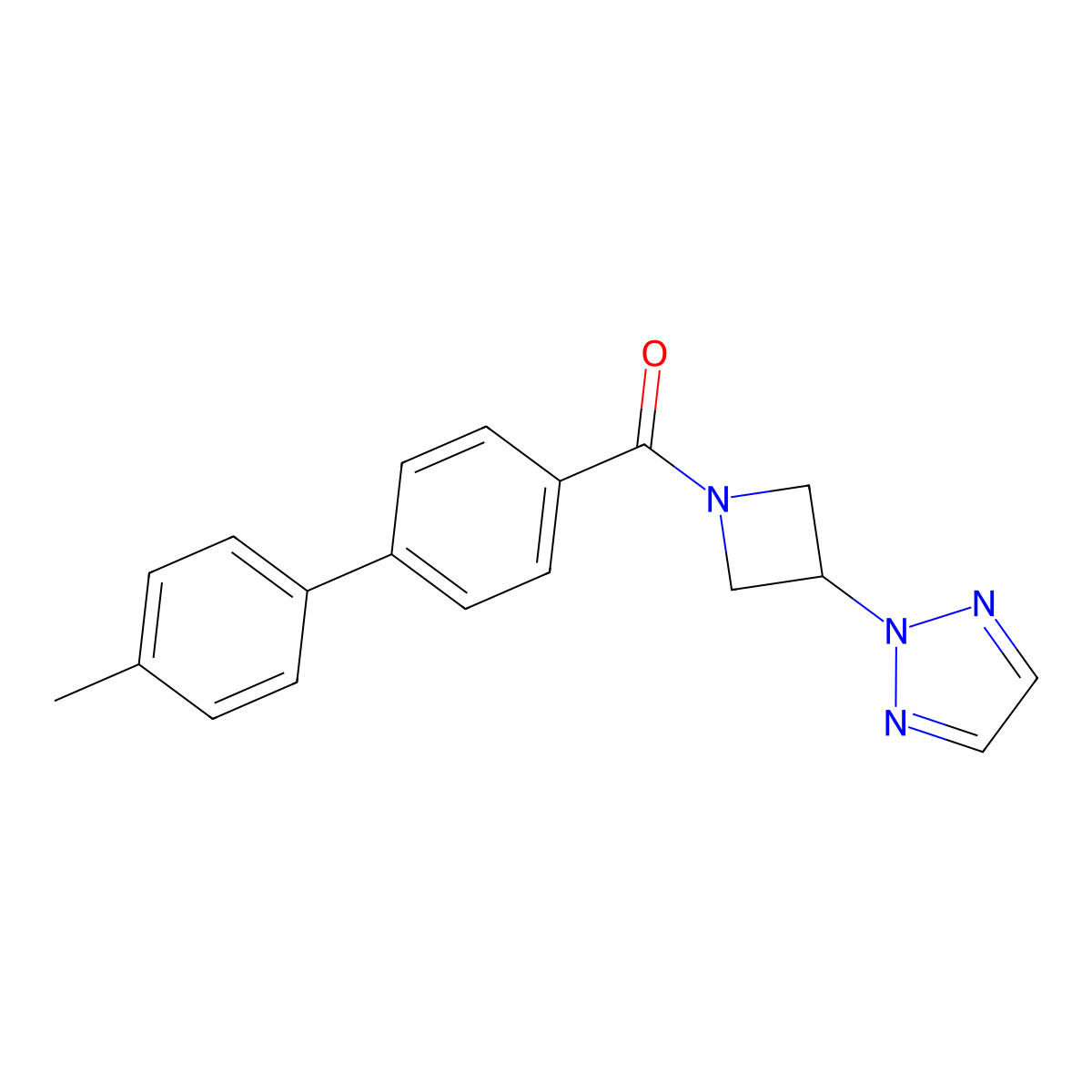 2-(1-{4'-methyl-[1,1'-biphenyl]-4-carbonyl}azetidin-3-yl)-2H-1,2,3-triazole molecular structure, CAS 2191265-86-6
