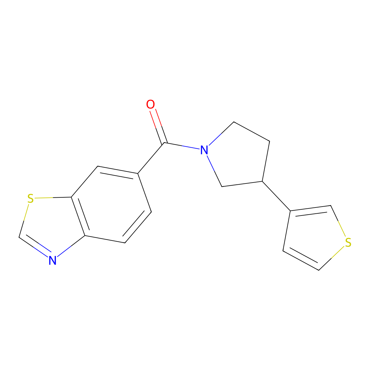 Benzo[d]thiazol-6-yl(3-(thiophen-3-yl)pyrrolidin-1-yl)methanone molecular structure, CAS 2191265-87-7