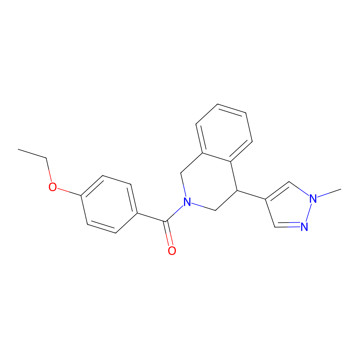 (4-ethoxyphenyl)(4-(1-methyl-1H-pyrazol-4-yl)-3,4-dihydroisoquinolin-2(1H)-yl)methanone molecular structure, CAS 2191266-11-0