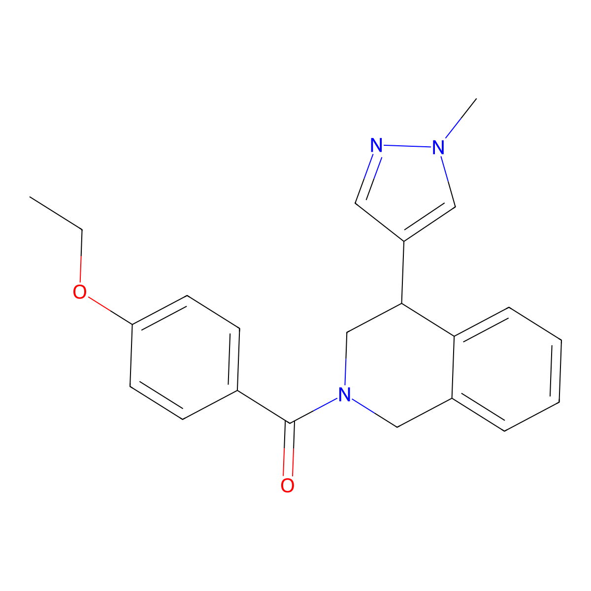 (4-ethoxyphenyl)(4-(1-methyl-1H-pyrazol-4-yl)-3,4-dihydroisoquinolin-2(1H)-yl)methanone molecular structure, CAS 2191266-11-0