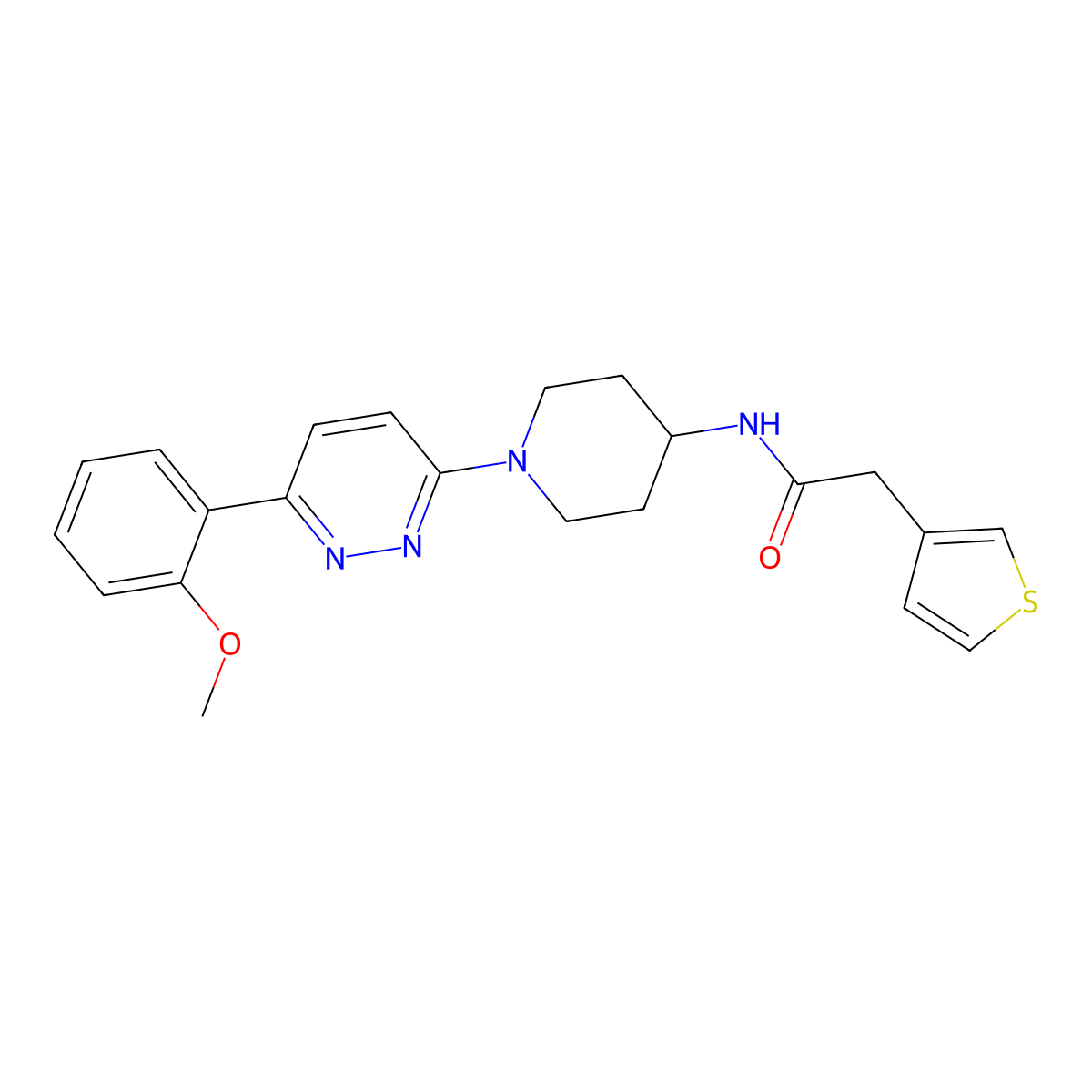 N-{1-[6-(2-methoxyphenyl)pyridazin-3-yl]piperidin-4-yl}-2-(thiophen-3-yl)acetamide molecular structure, CAS 2191266-30-3