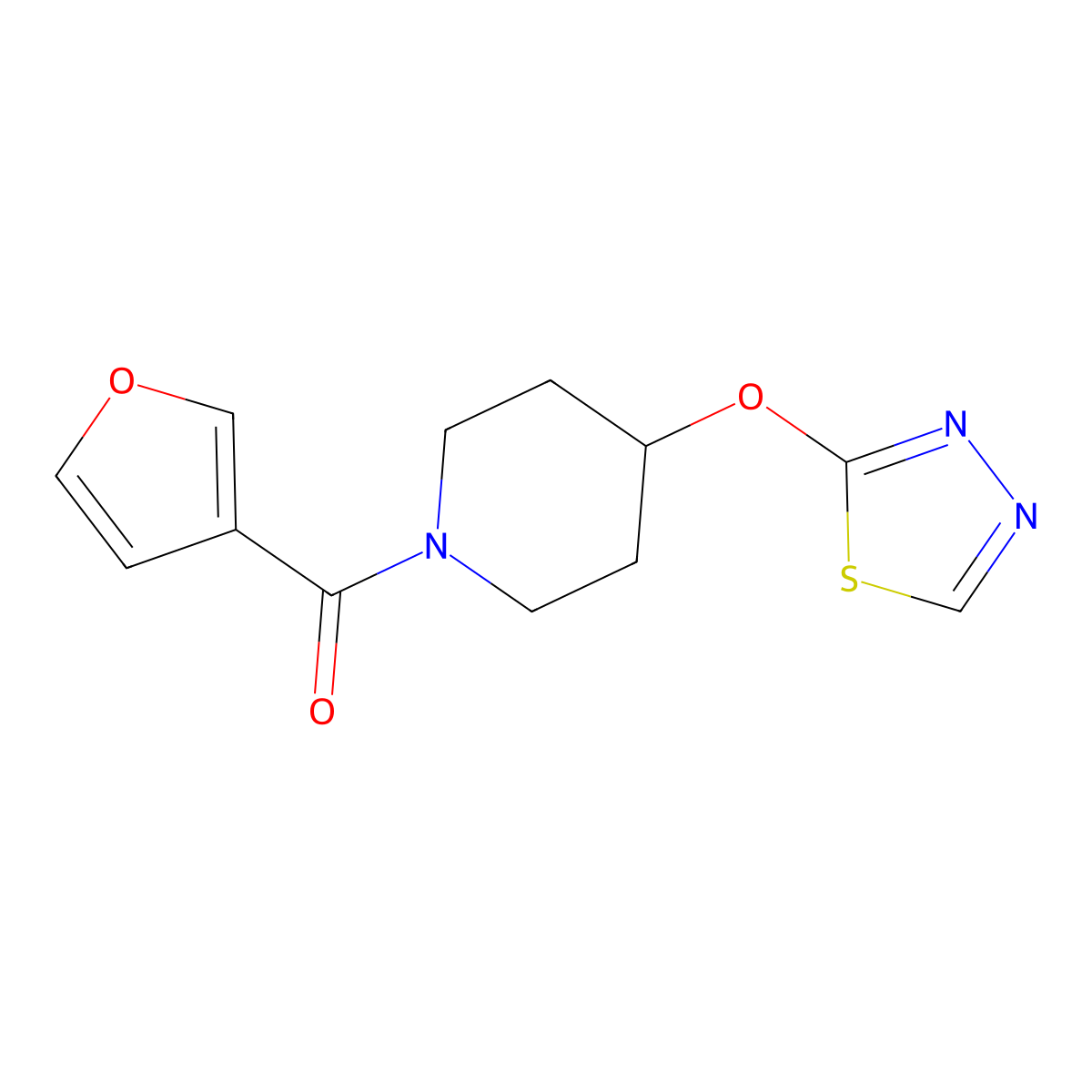 1-(Furan-3-carbonyl)-4-(1,3,4-thiadiazol-2-yloxy)piperidine molecular structure, CAS 2191266-55-2