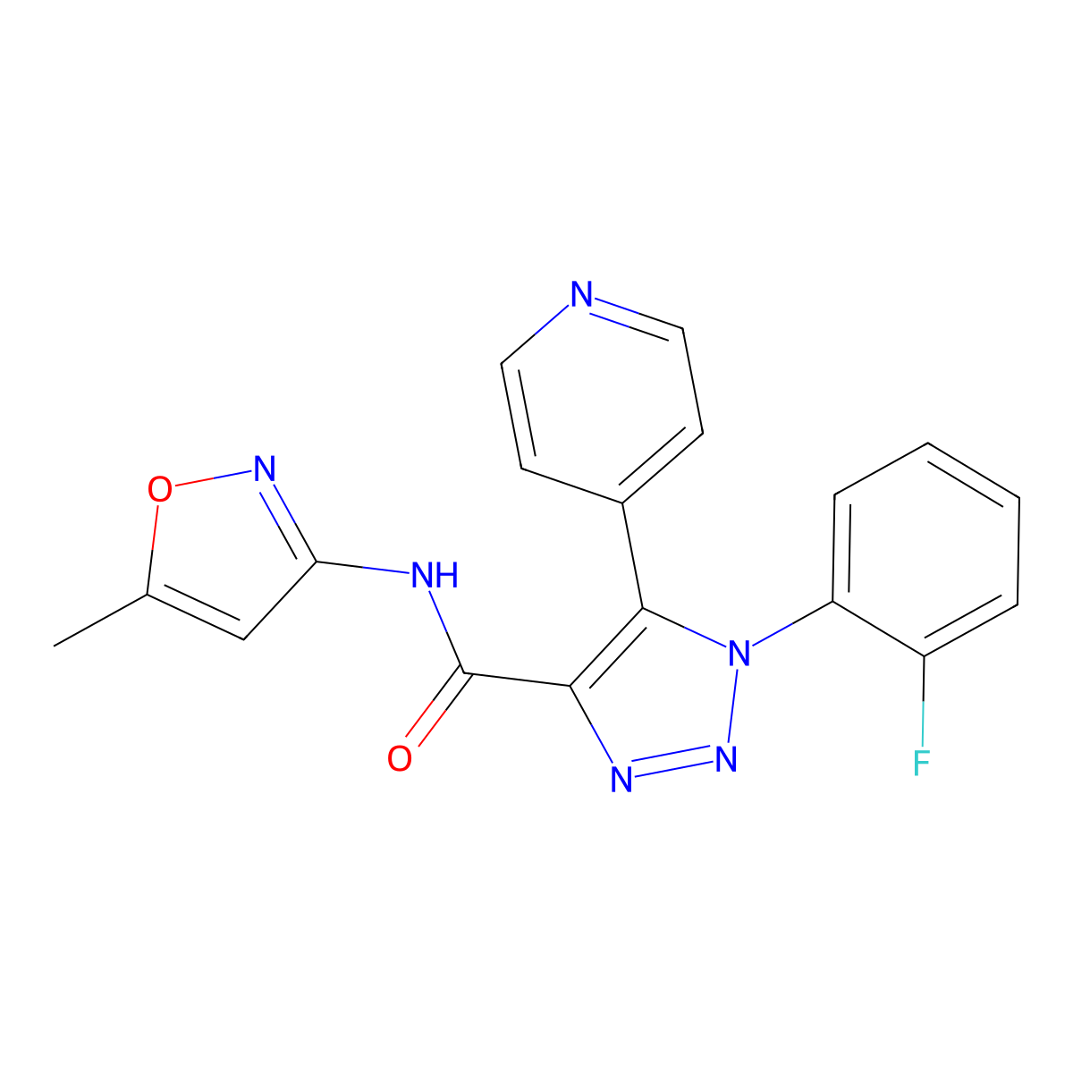1-(2-fluorophenyl)-N-(5-methylisoxazol-3-yl)-5-(pyridin-4-yl)-1H-1,2,3-triazole-4-carboxamide molecular structure, CAS 2191266-58-5