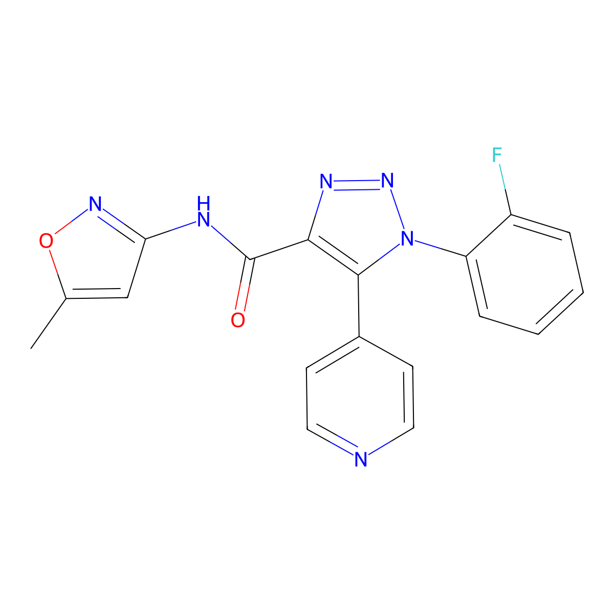 1-(2-fluorophenyl)-N-(5-methylisoxazol-3-yl)-5-(pyridin-4-yl)-1H-1,2,3-triazole-4-carboxamide molecular structure, CAS 2191266-58-5