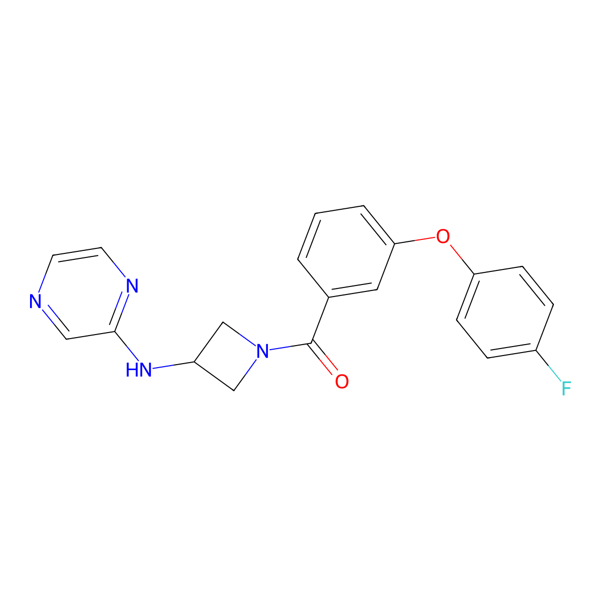 N-{1-[3-(4-fluorophenoxy)benzoyl]azetidin-3-yl}pyrazin-2-amine molecular structure, CAS 2191266-65-4