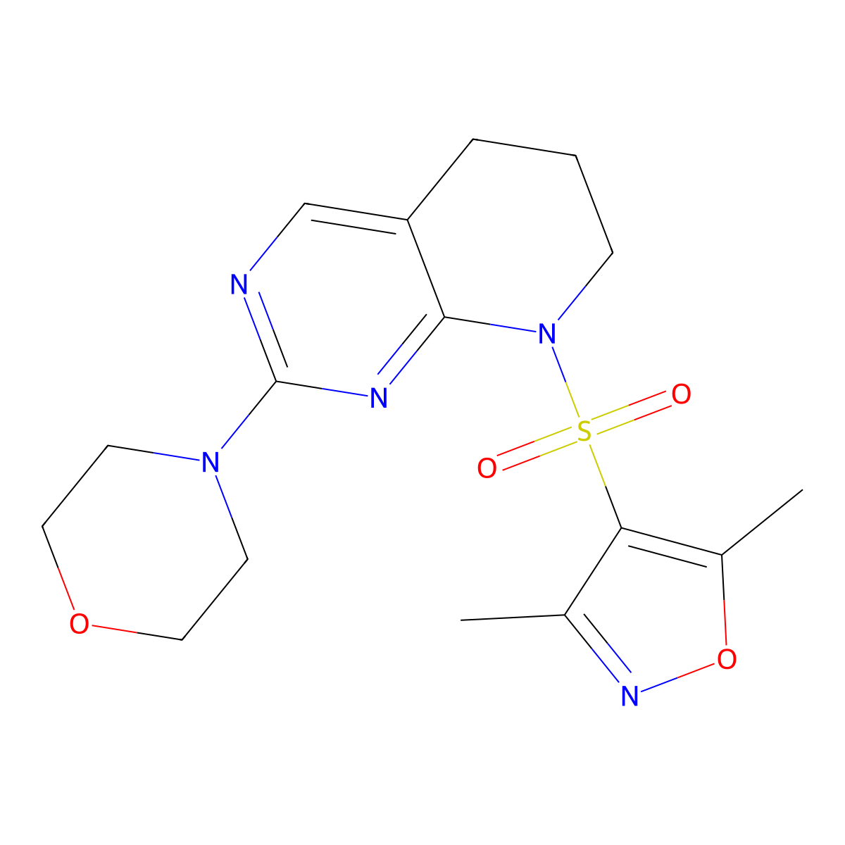 4-(8-((3,5-Dimethylisoxazol-4-yl)sulfonyl)-5,6,7,8-tetrahydropyrido[2,3-d]pyrimidin-2-yl)morpholine molecular structure, CAS 2191266-79-0