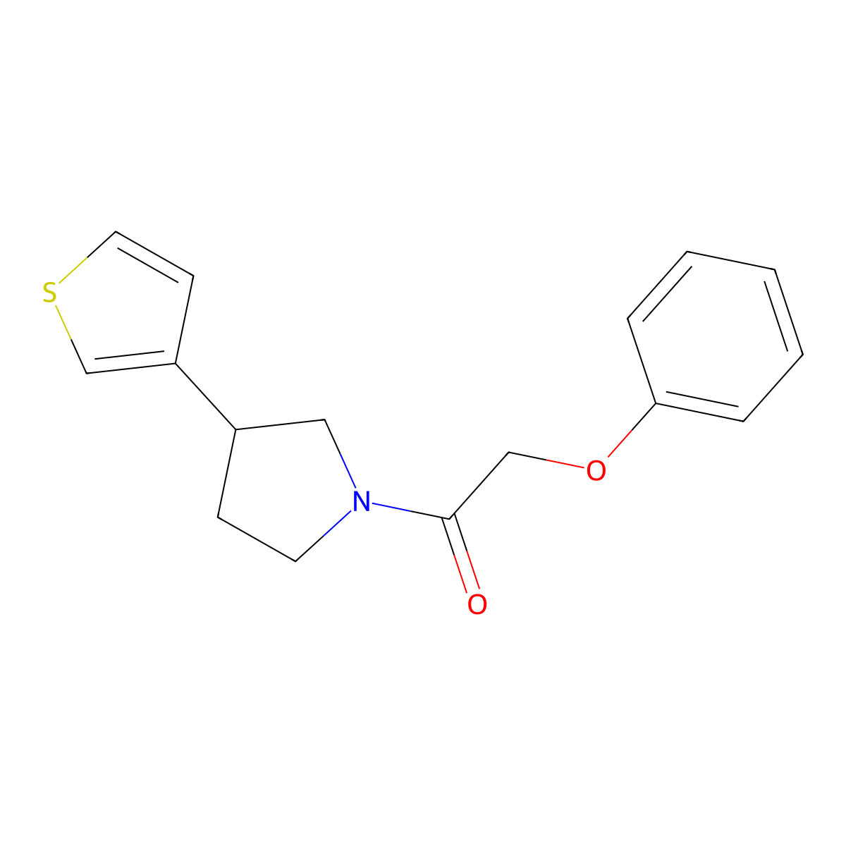 2-Phenoxy-1-(3-(thiophen-3-yl)pyrrolidin-1-yl)ethan-1-one molecular structure, CAS 2191266-96-1