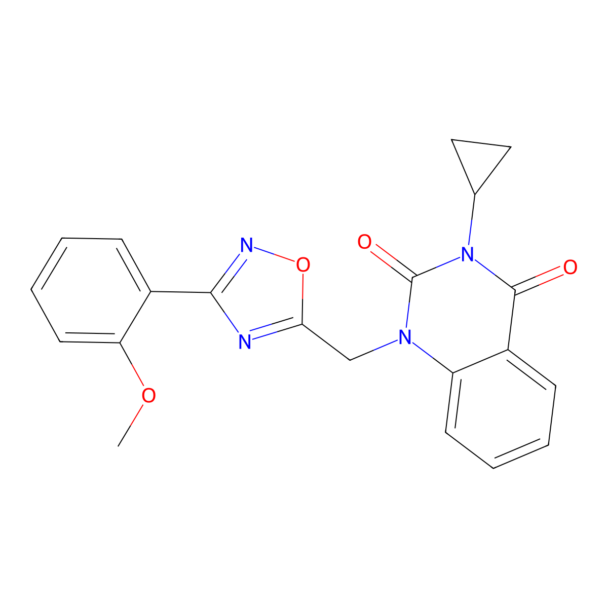 3-cyclopropyl-1-((3-(2-methoxyphenyl)-1,2,4-oxadiazol-5-yl)methyl)quinazoline-2,4(1H,3H)-dione molecular structure, CAS 2191266-99-4