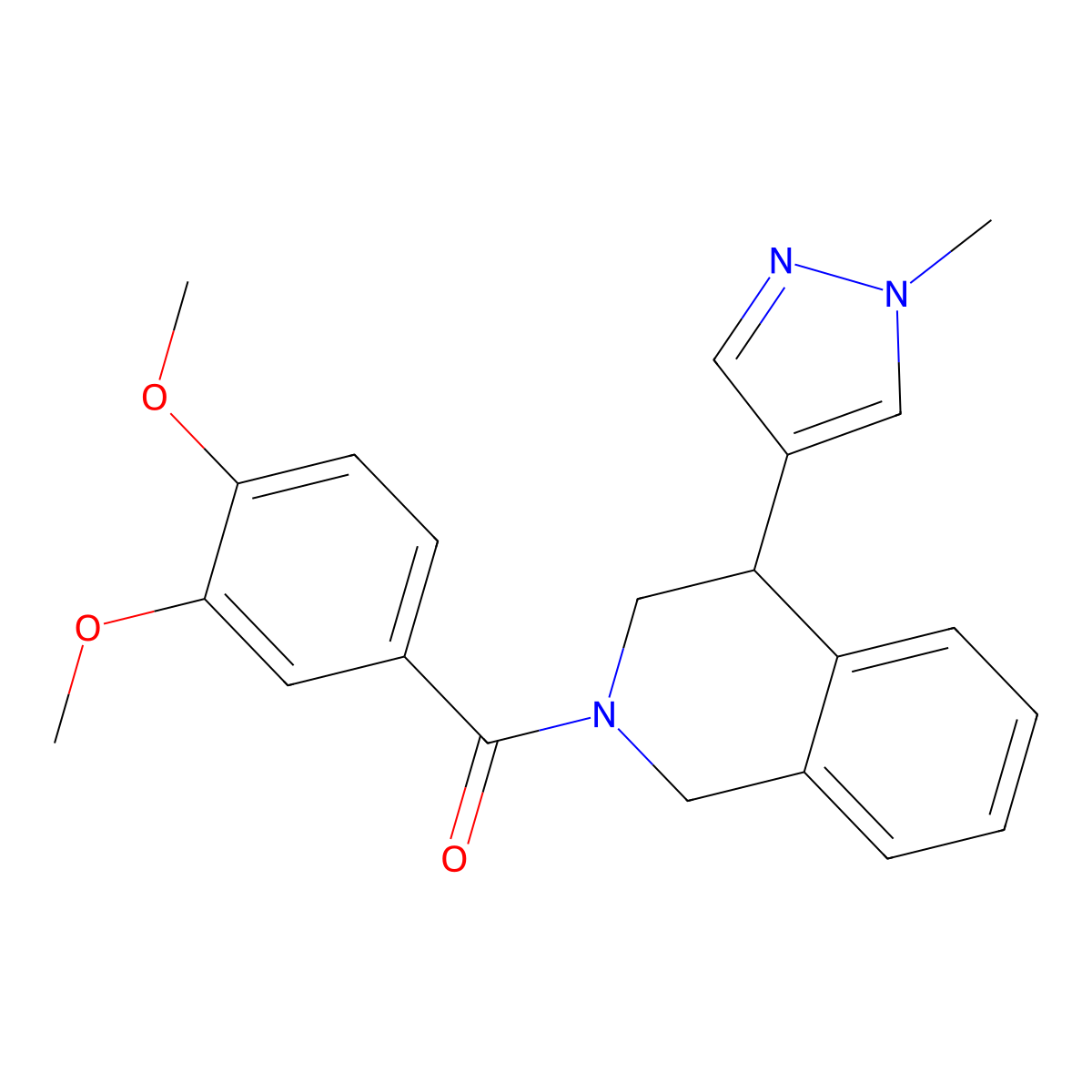 (3,4-dimethoxyphenyl)(4-(1-methyl-1H-pyrazol-4-yl)-3,4-dihydroisoquinolin-2(1H)-yl)methanone molecular structure, CAS 2191267-02-2