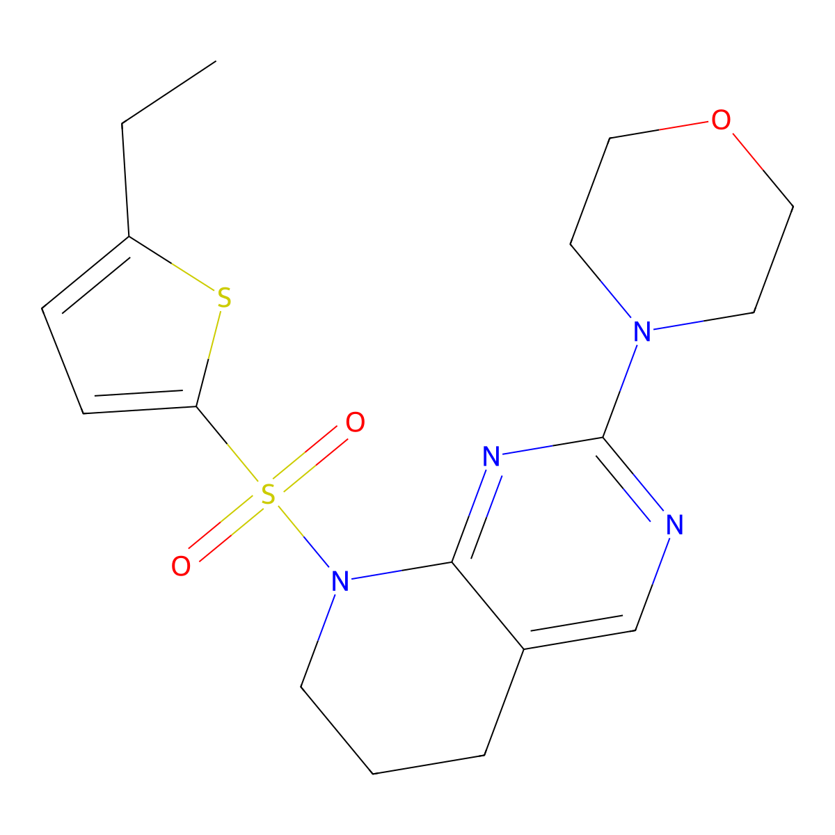 4-(8-((5-Ethylthiophen-2-yl)sulfonyl)-5,6,7,8-tetrahydropyrido[2,3-d]pyrimidin-2-yl)morpholine molecular structure, CAS 2191267-08-8