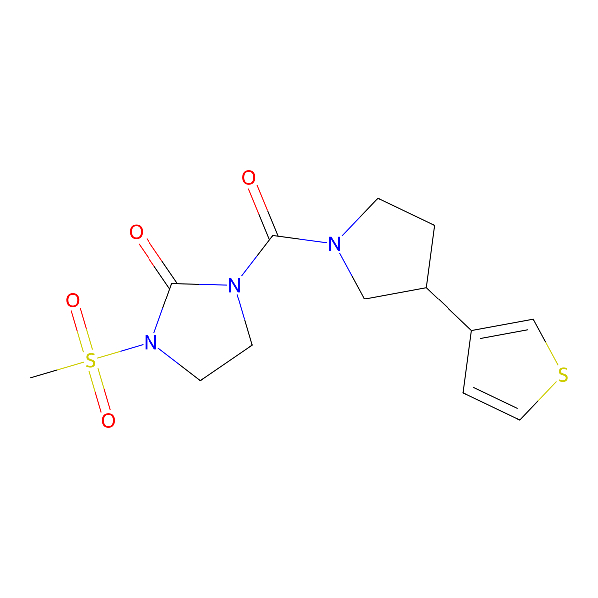 1-(Methylsulfonyl)-3-(3-(thiophen-3-yl)pyrrolidine-1-carbonyl)imidazolidin-2-one molecular structure, CAS 2191267-09-9