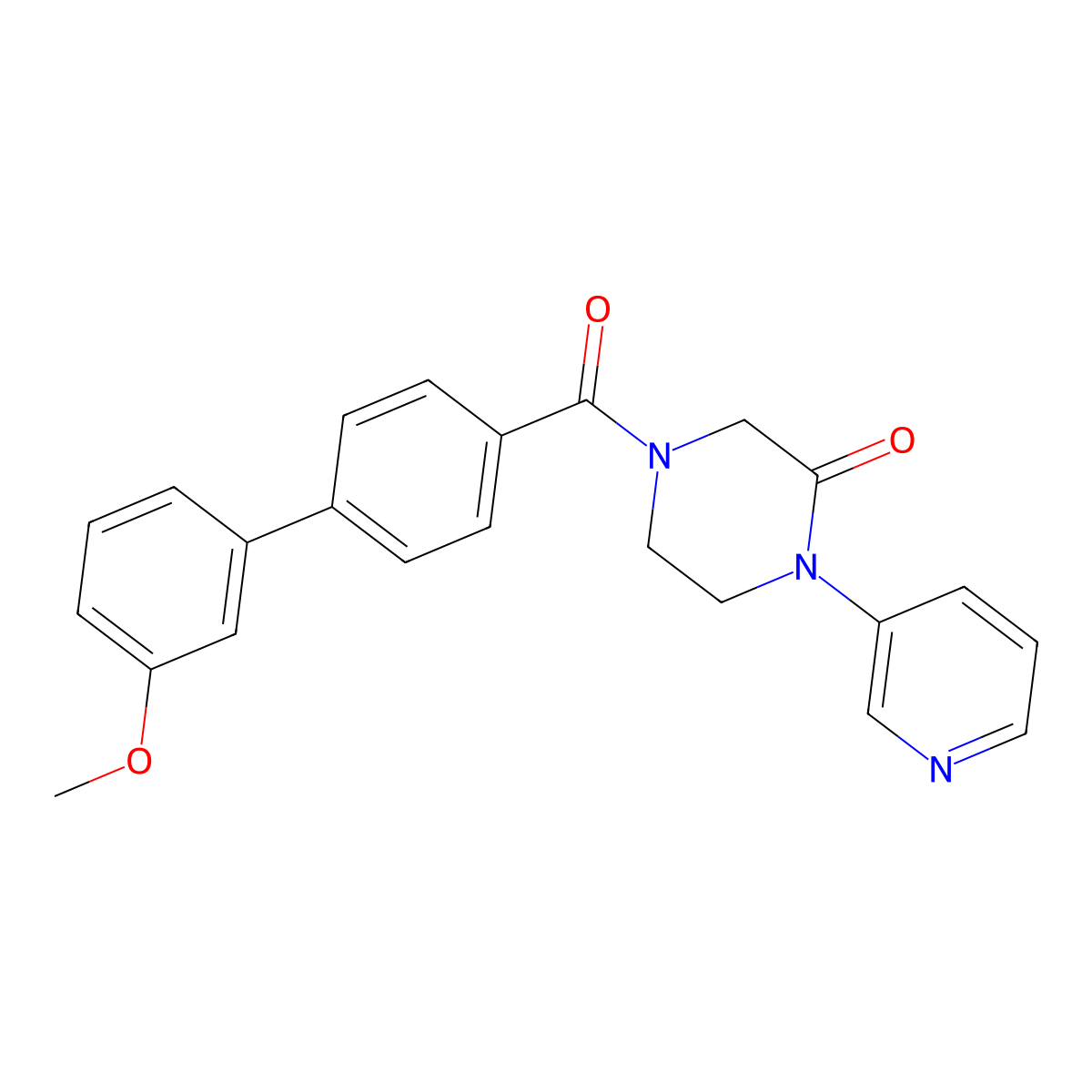 4-(3'-Methoxy-[1,1'-biphenyl]-4-carbonyl)-1-(pyridin-3-yl)piperazin-2-one molecular structure, CAS 2191267-23-7