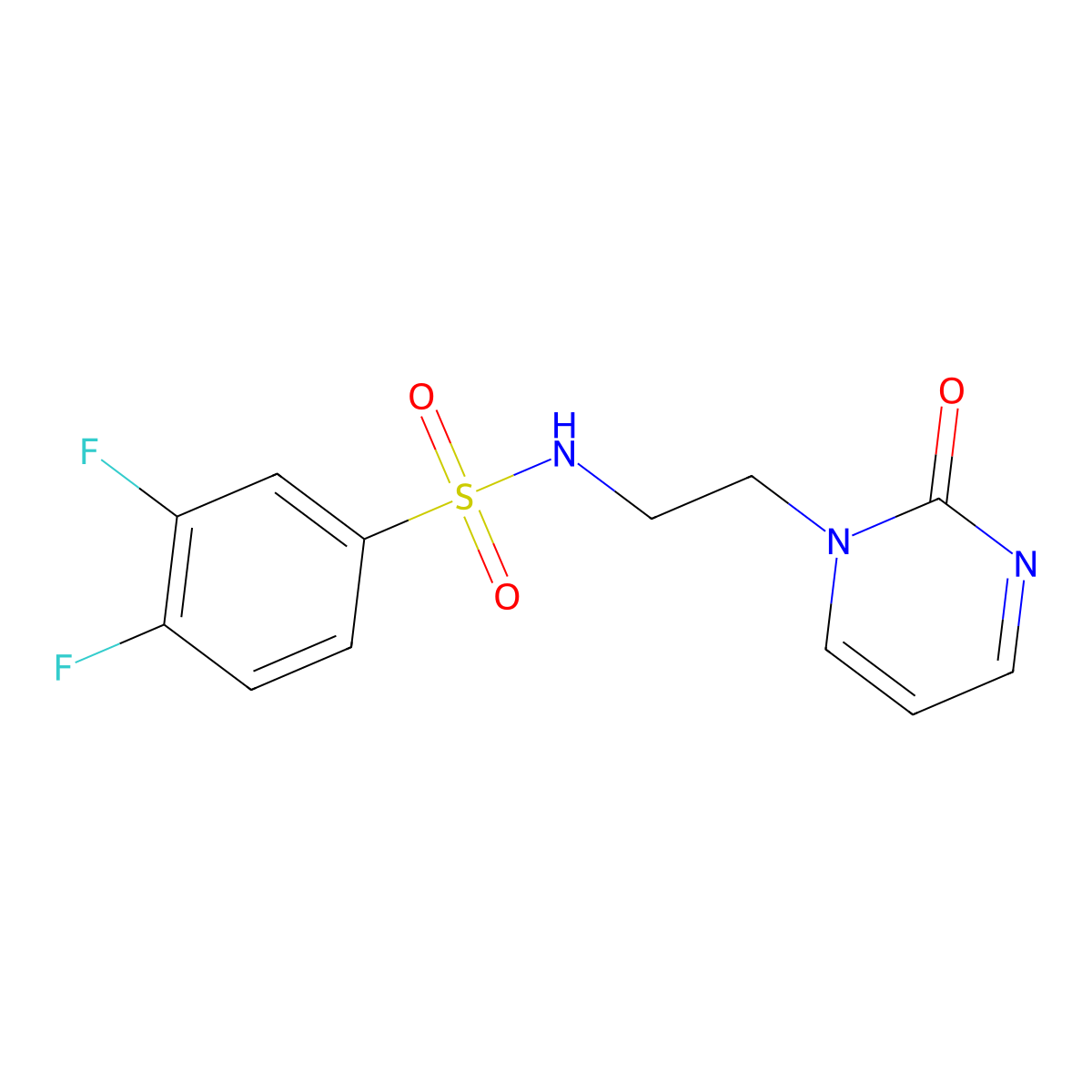 3,4-difluoro-N-(2-(2-oxopyrimidin-1(2H)-yl)ethyl)benzenesulfonamide molecular structure, CAS 2191267-25-9