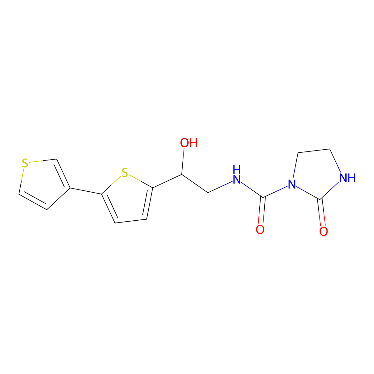N-(2-{[2,3'-bithiophene]-5-yl}-2-hydroxyethyl)-2-oxoimidazolidine-1-carboxamide molecular structure, CAS 2191267-43-1