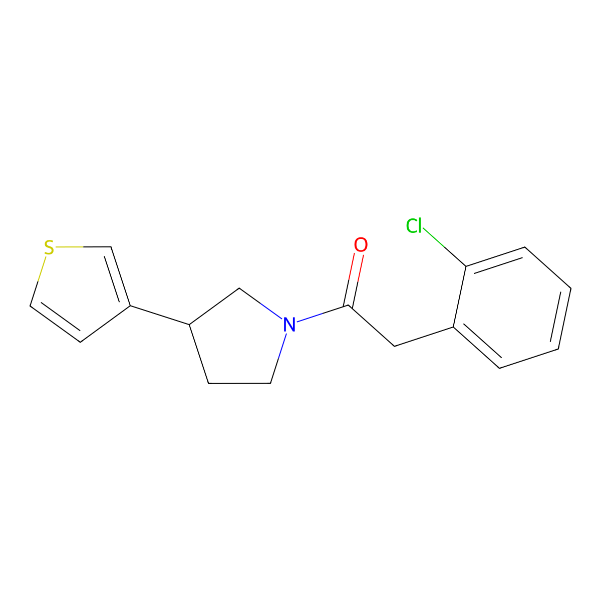 2-(2-Chlorophenyl)-1-(3-(thiophen-3-yl)pyrrolidin-1-yl)ethan-1-one molecular structure, CAS 2191267-45-3